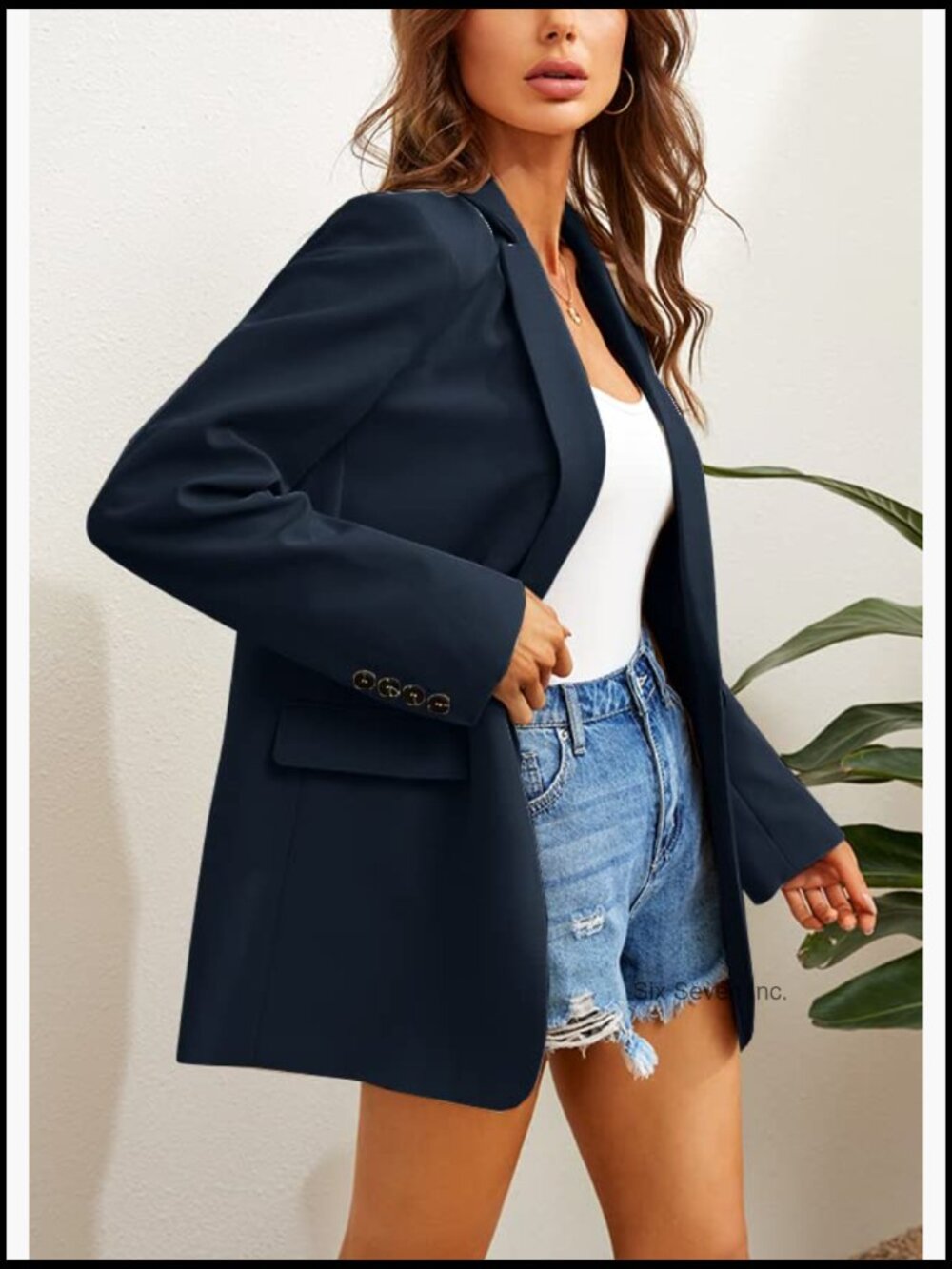 Women's Long Sleeve Lapel Button Blazer Suit Jacket - Picture 4 of 7